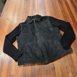 Vintage Fabio Suede Jacket With Seeater Type Sleeves, Pockets Size XL Runs Small